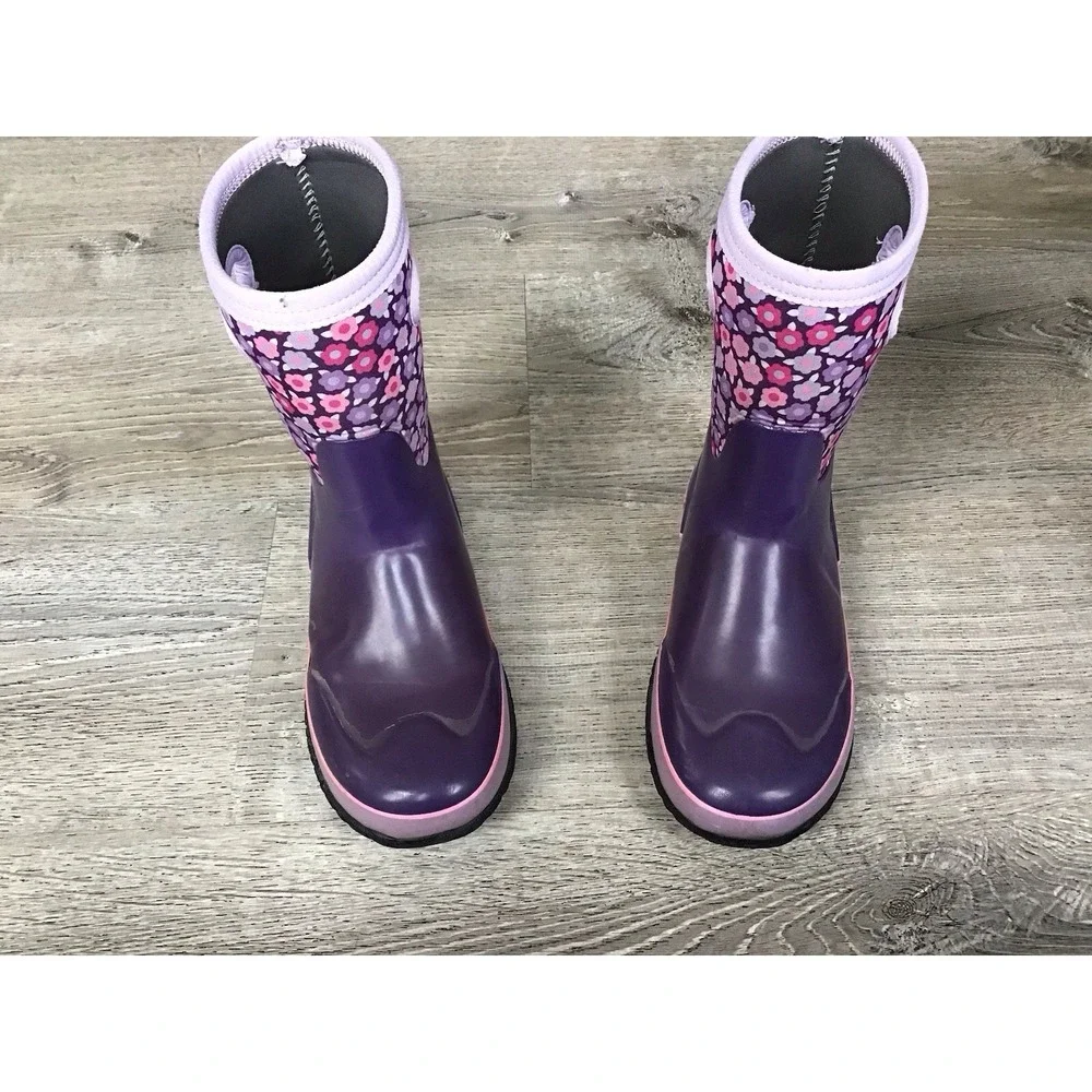 BOGS Grasp Flowers Youth Girls Size 6 Snow Boots 78759 Purple Waterproof Winter